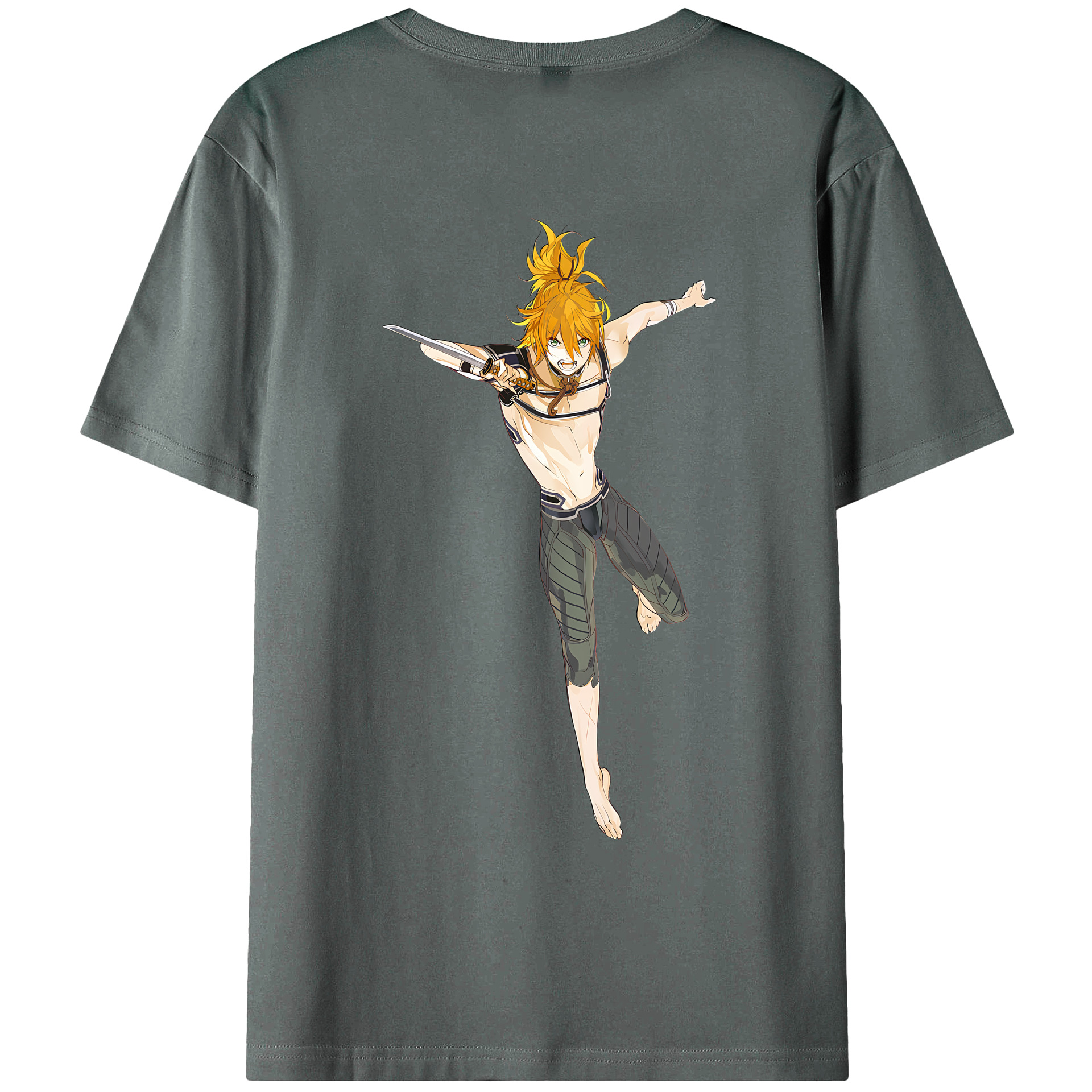 （画像用） 刀剣乱舞 Touken Ranbu 綿100％ メンズ半袖Tシャツ（バックプリント） 通気性